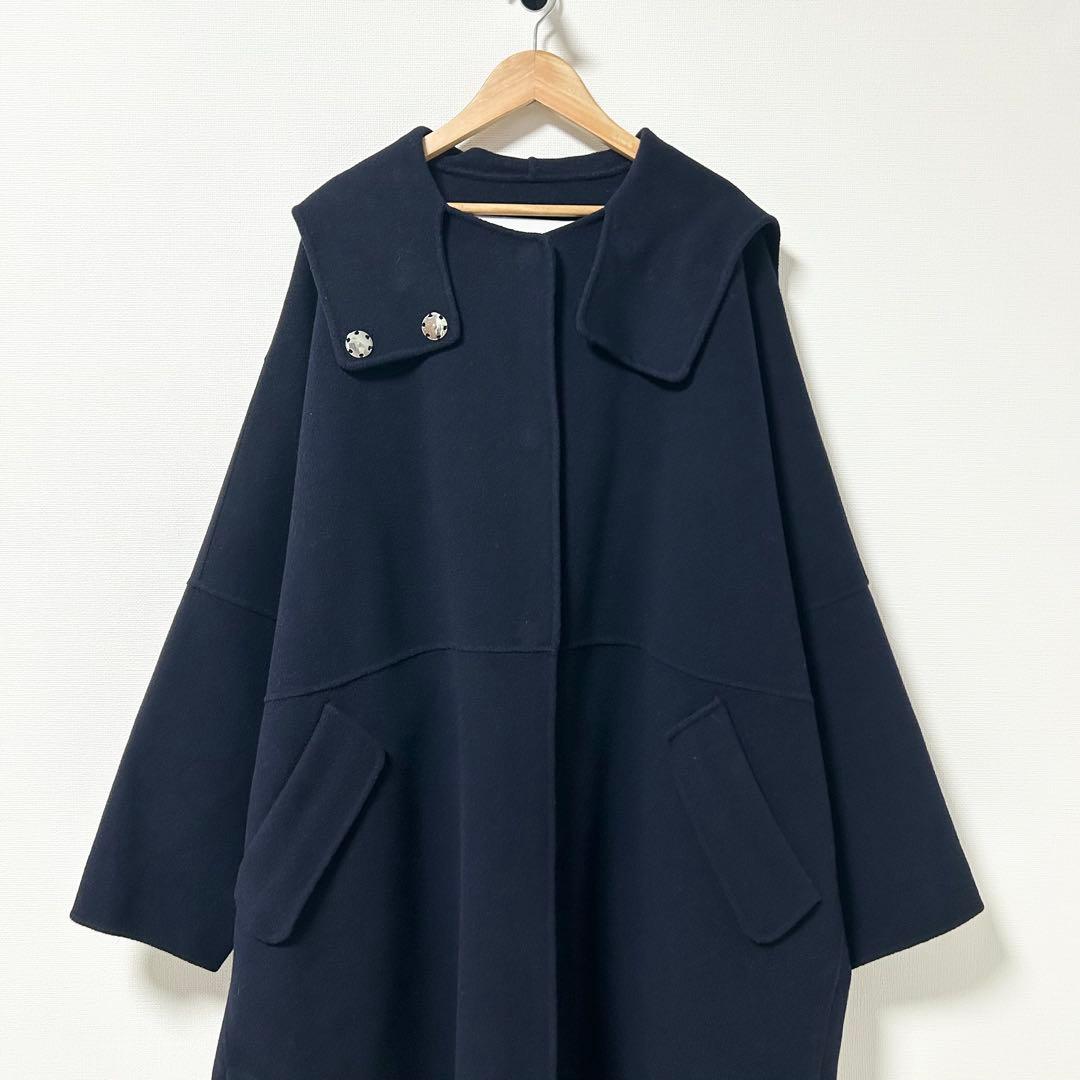 ルシェルブルー　フードオーバーコート　ネイビー