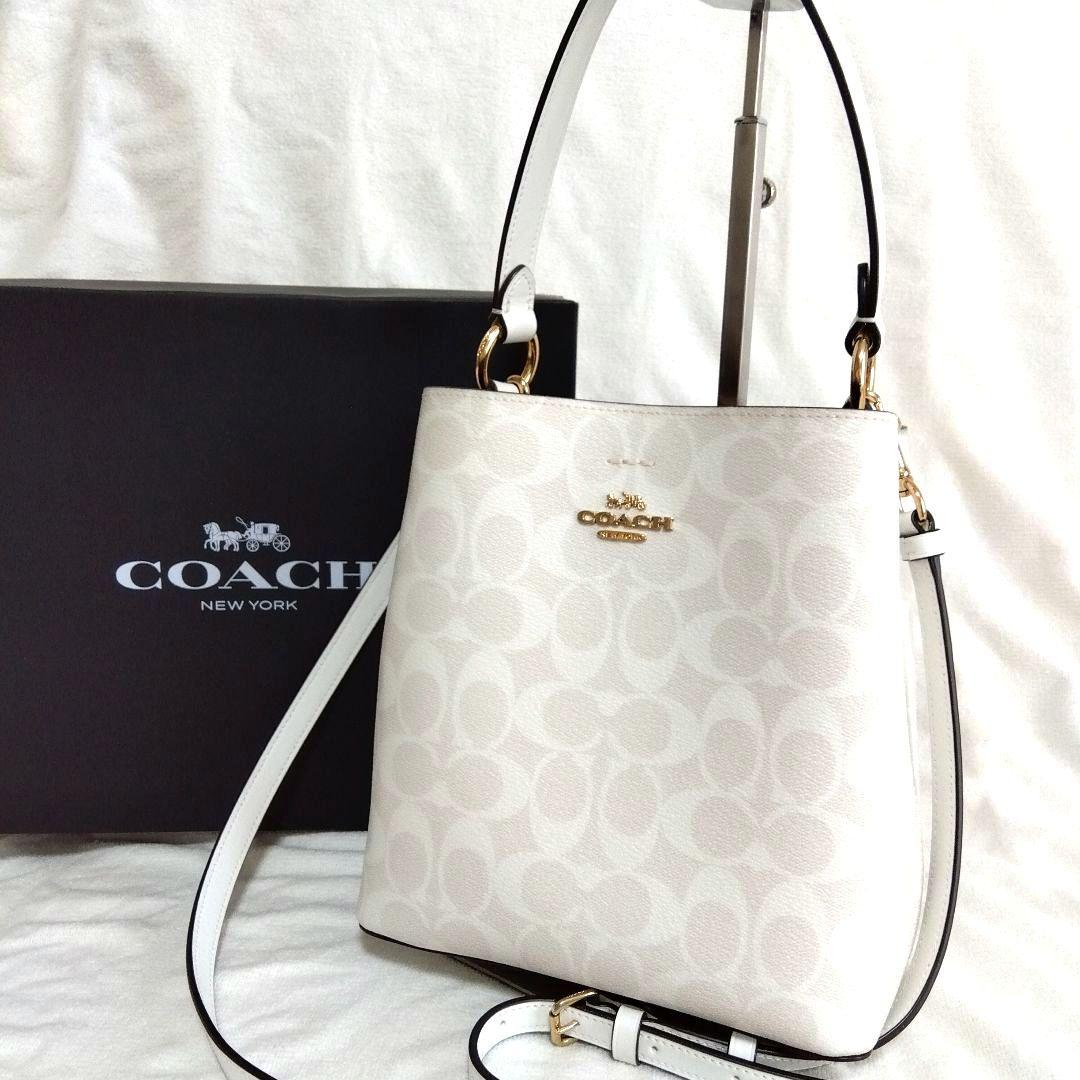 COACH タウン バケット バッグ ショルダーバッグ シグネチャー レザー