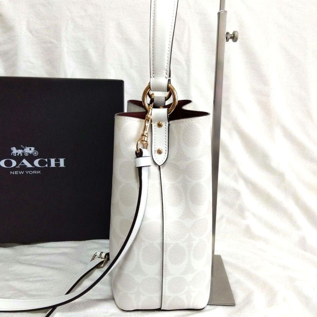 COACH タウン バケット バッグ ショルダーバッグ シグネチャー レザー