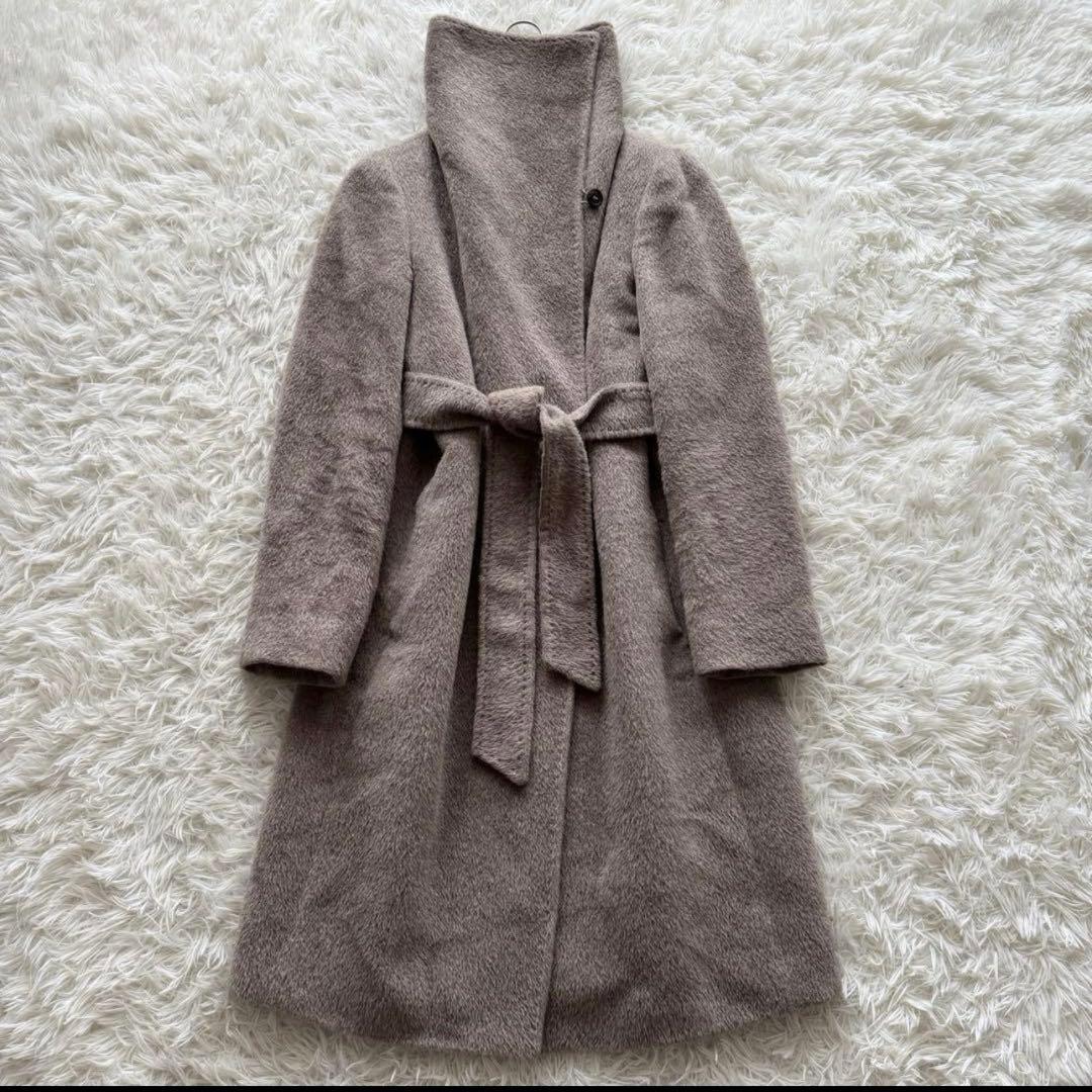 【マックスマーラ】ロングコート　2way　ステンカラー シャギー　アルパカ