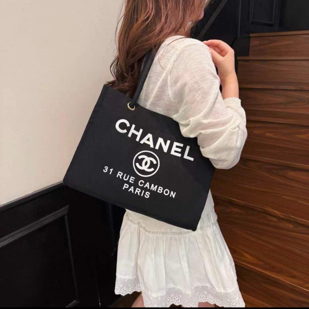 CHANEL ノベルティ キャンバス ブラック トートバッグ