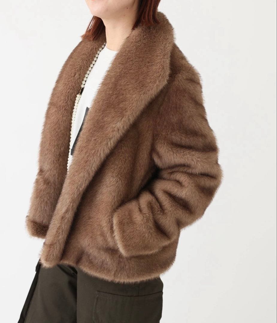 スピックアンドスパン★ブラウンファーショートコート