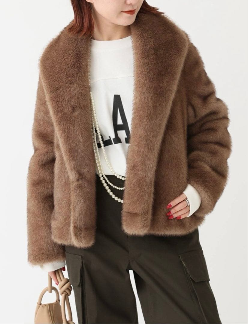 スピックアンドスパン★ブラウンファーショートコート