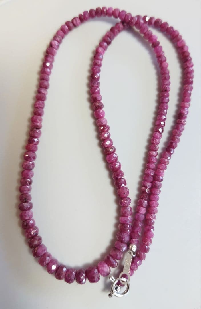 k18WG 天然ルビー ネックレス 13.5g