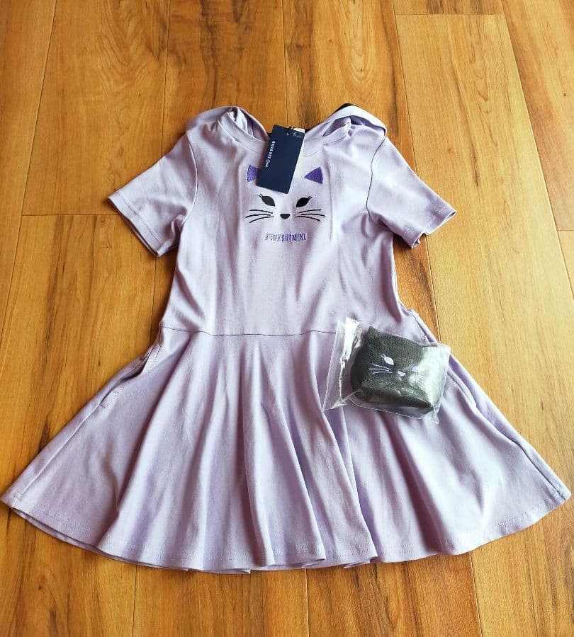 新品・105〜115 アナスイミニネコポーチ付きカットワンピース