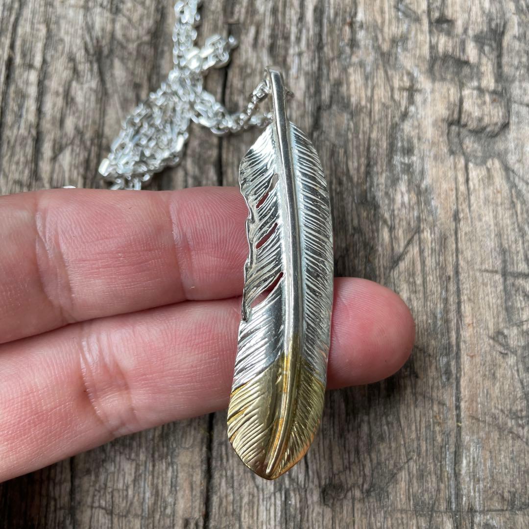 男梅 先金 右 フェザー ネックレス ハンドメイド ノーブランド