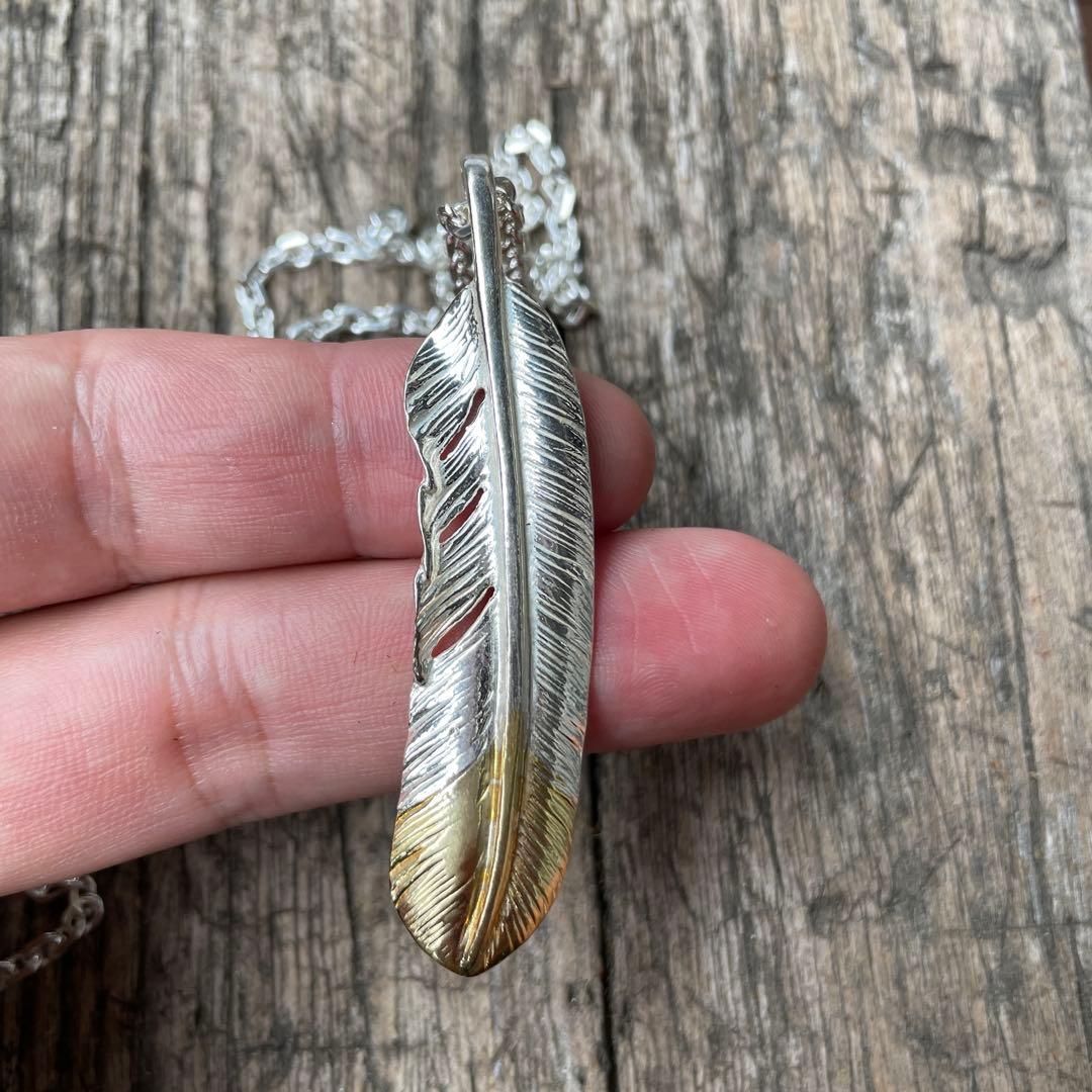 男梅 先金 右 フェザー ネックレス ハンドメイド ノーブランド