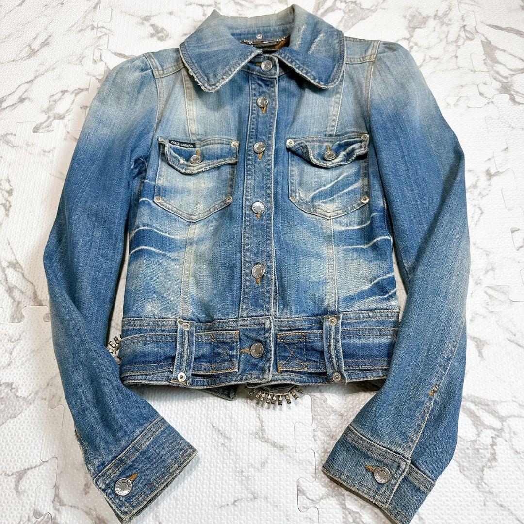 DOLCE&GABBANA デニムジャケット 38 ラインストーン アーカイブ
