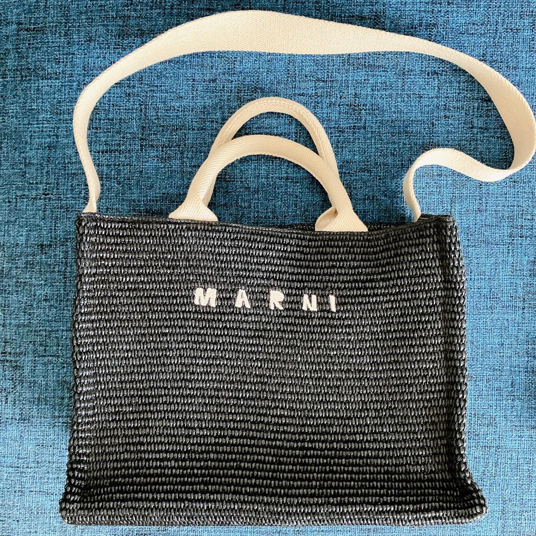 MARNIロゴ入り2wayバスケットトートバッグ カゴバッグ