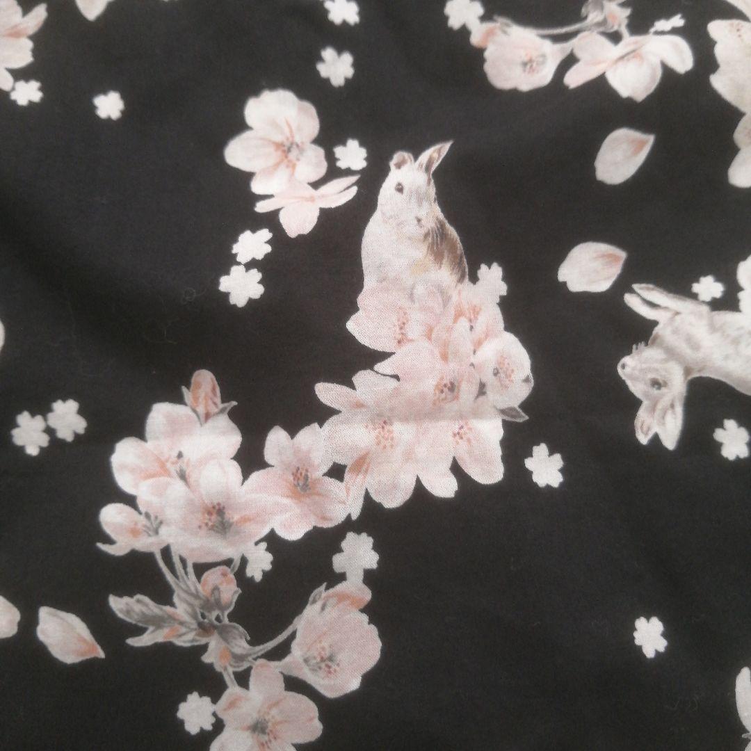 ピンクハウス　レア　桜サクラ　うさぎ　チュニック　ノースリーブ　黒　お花モチーフ