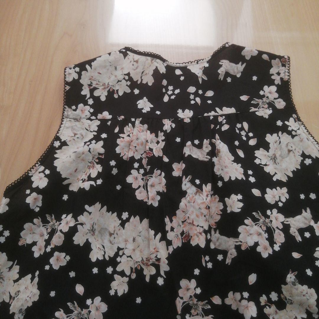 ピンクハウス　レア　桜サクラ　うさぎ　チュニック　ノースリーブ　黒　お花モチーフ