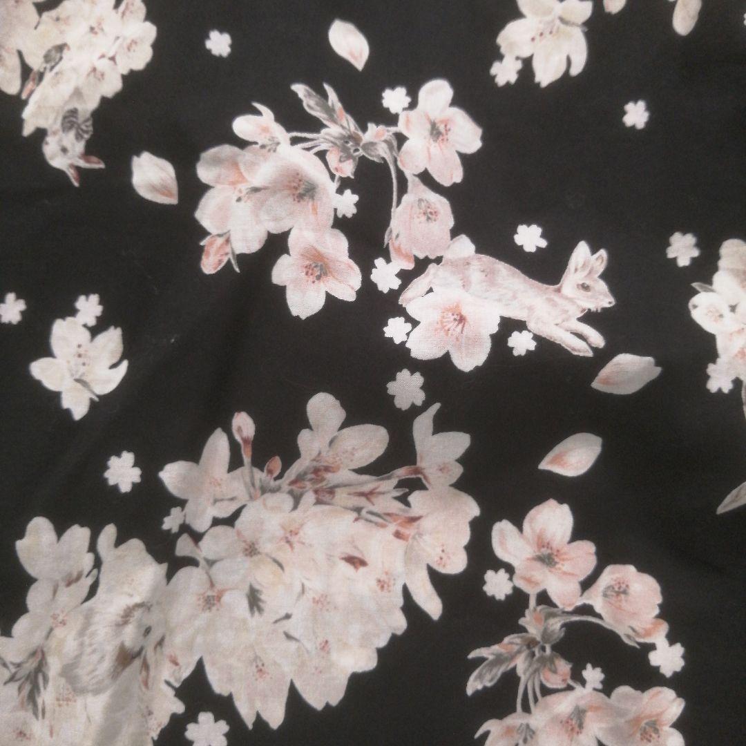 ピンクハウス　レア　桜サクラ　うさぎ　チュニック　ノースリーブ　黒　お花モチーフ