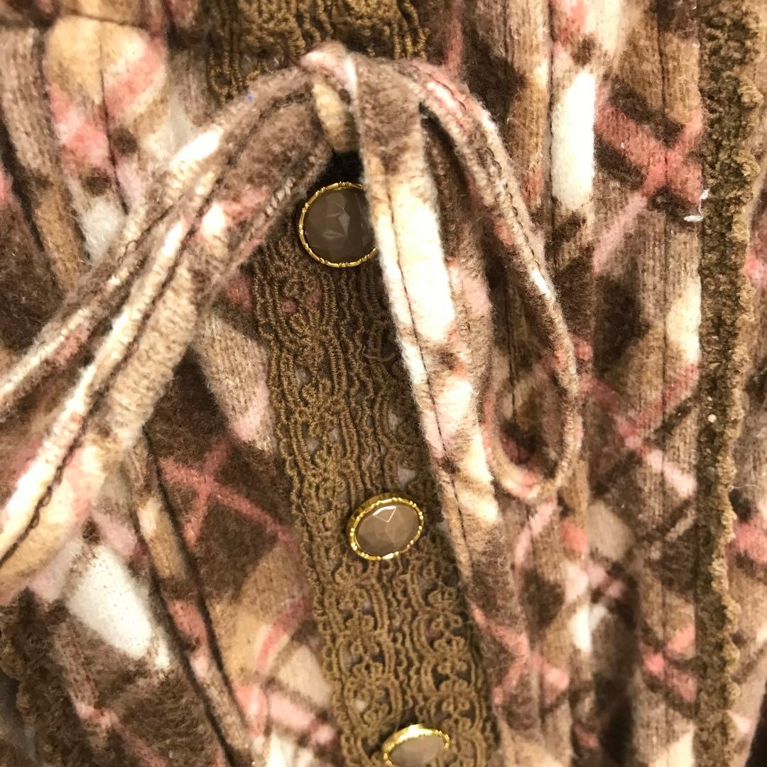 姫ギャル 古着 LIZLISA チェック オフショルダーチュニックワンピース