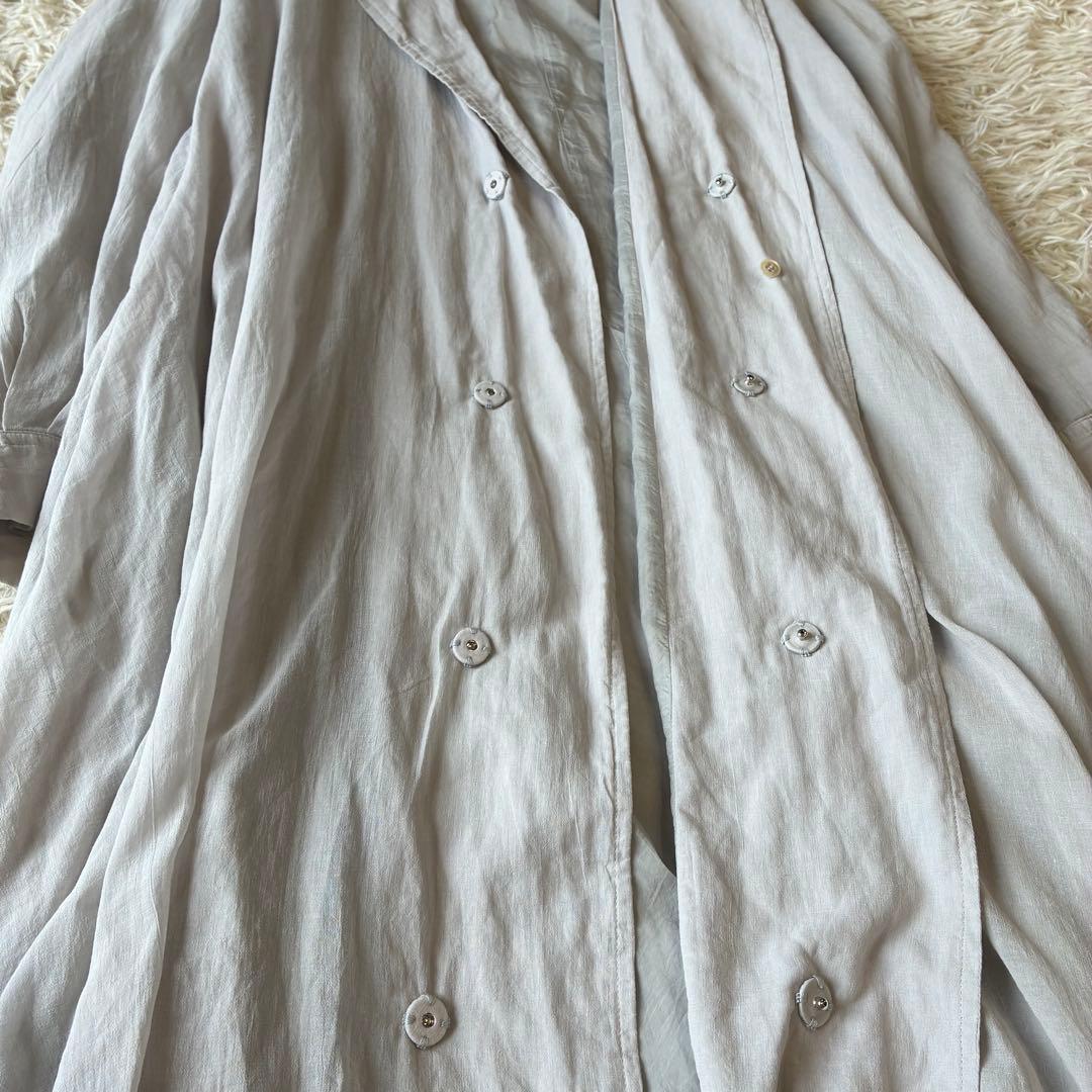 Y’s ワイズ　コットンロングコート　シャツコート　ドレープ　ライトグレー