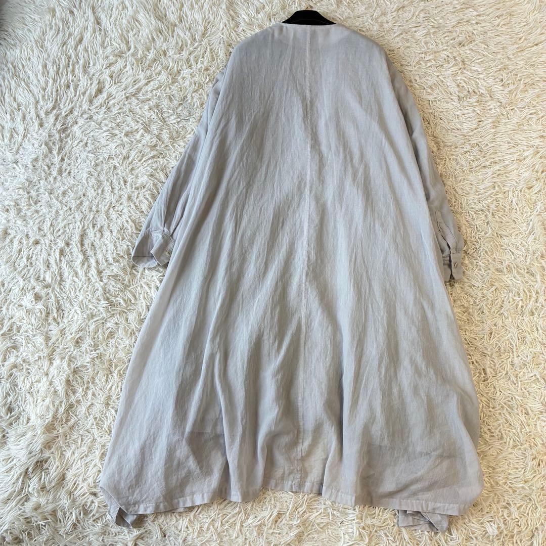 Y’s ワイズ　コットンロングコート　シャツコート　ドレープ　ライトグレー