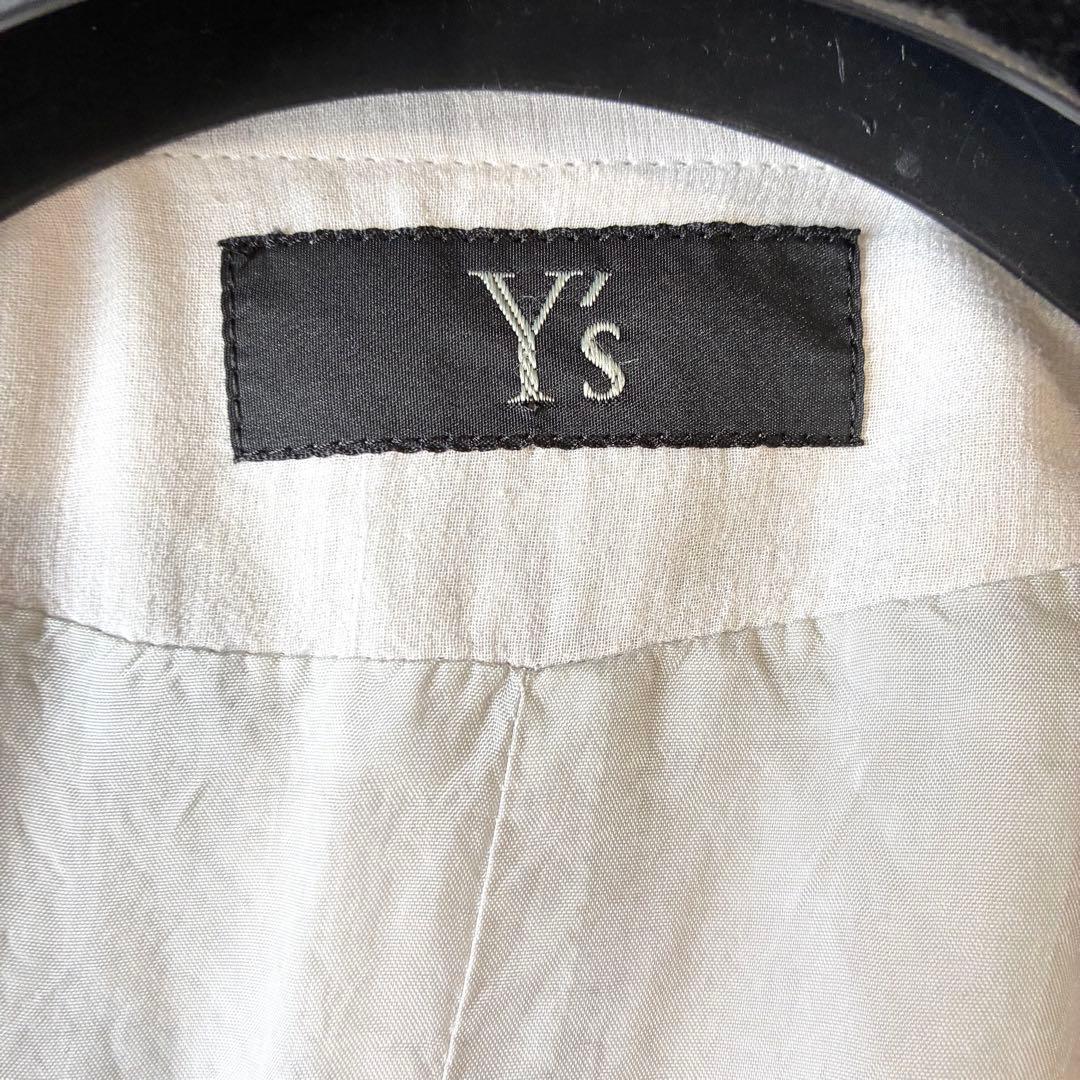 Y’s ワイズ　コットンロングコート　シャツコート　ドレープ　ライトグレー