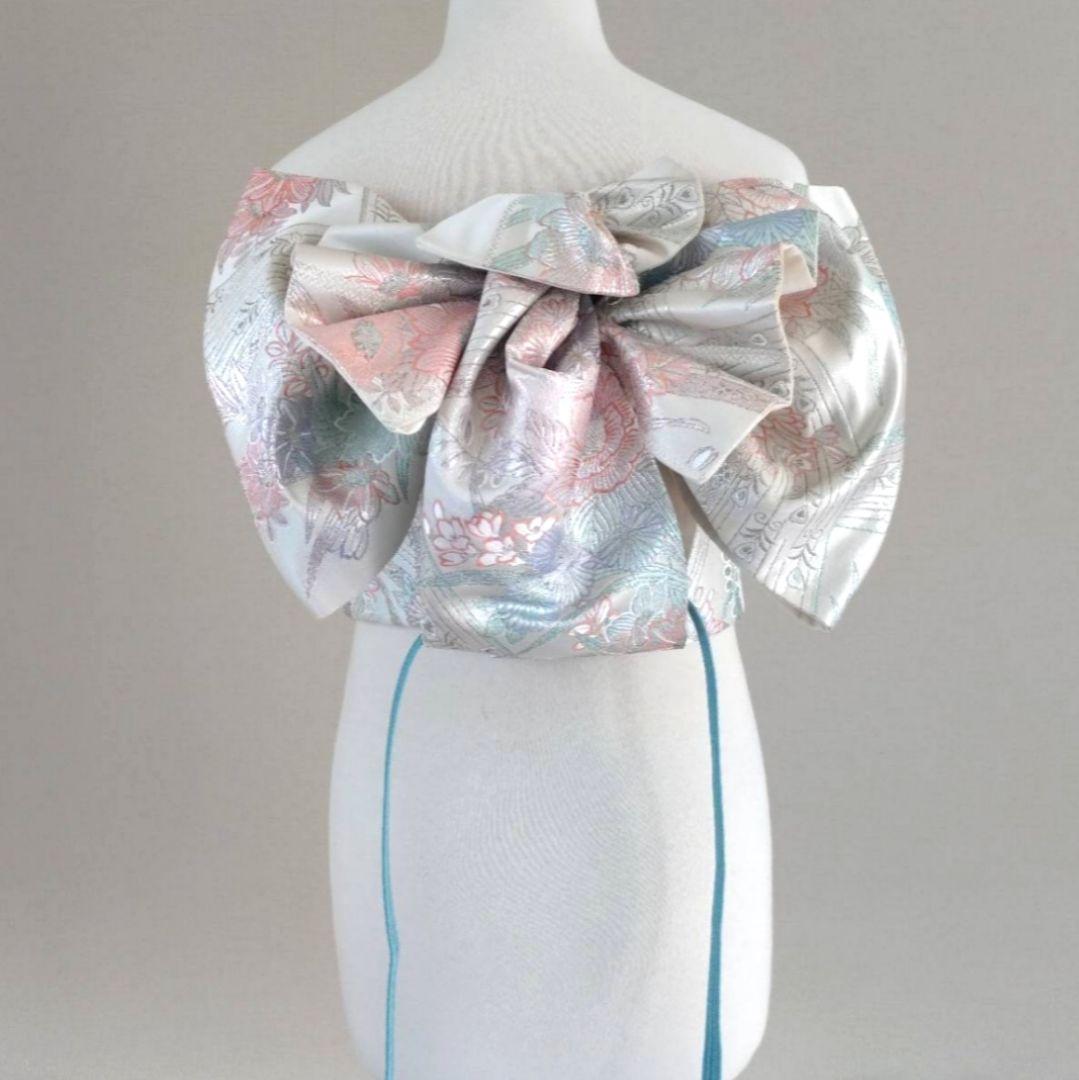 一部式　振袖用作り帯　九百プラチナ　十三参りにも　作り帯付け帯　胴巻き～95㎝