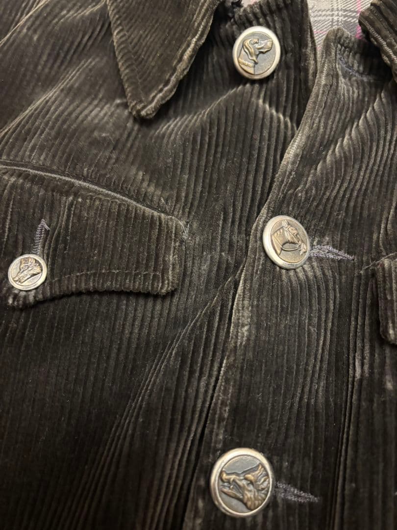 グッドコンディション 40s ハンティングジャケット 動物ボタン フランス