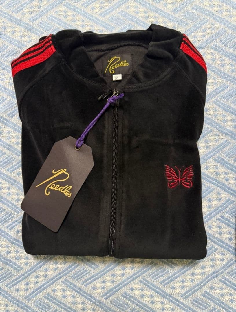 【希少】Needles ベロアジャージセット M ブラック/レッド