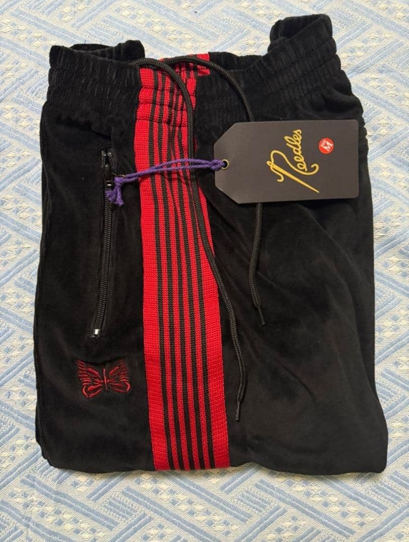 【希少】Needles ベロアジャージセット M ブラック/レッド