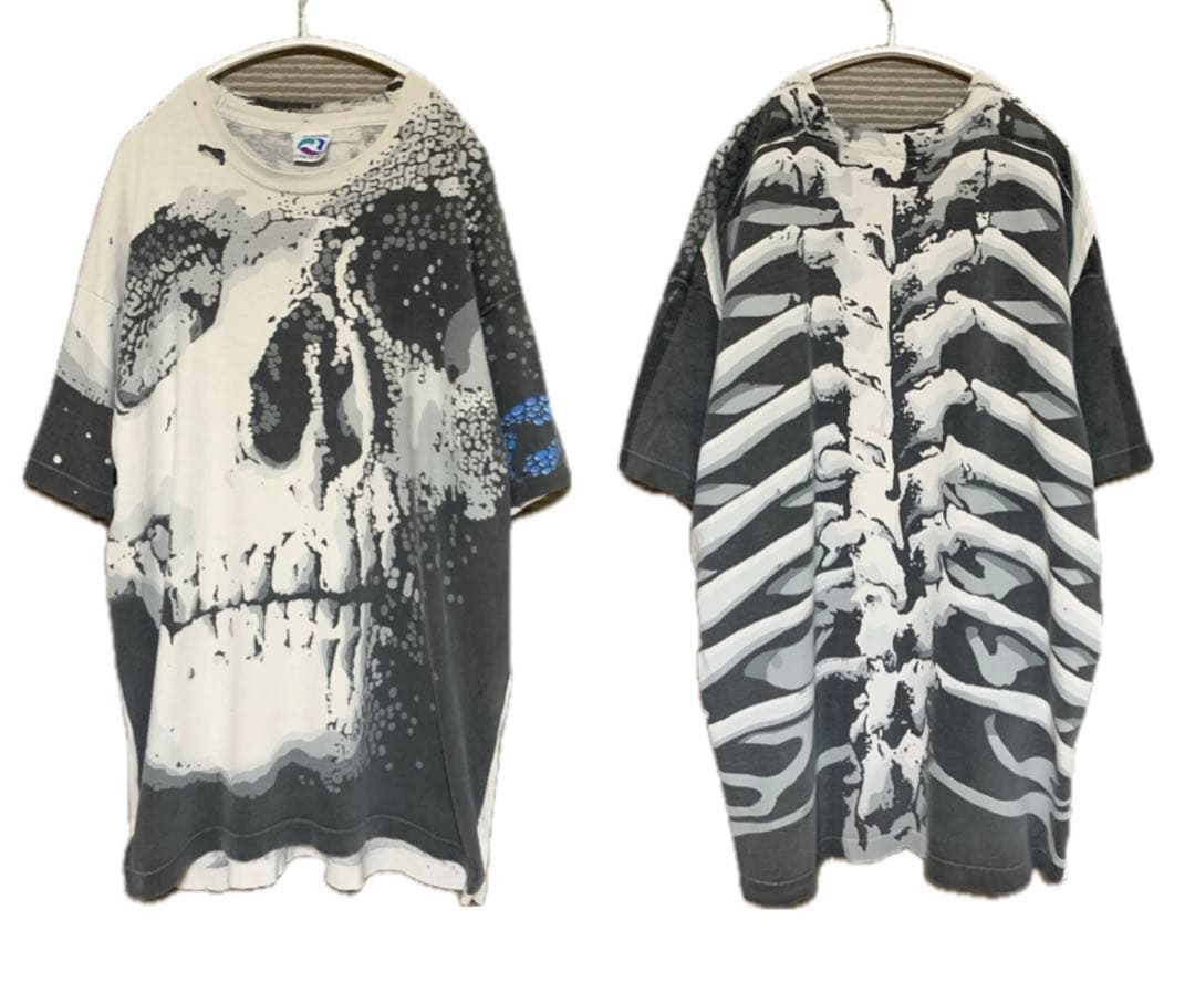 鮨*m様 USA製©︎1992 Liquid Blue スカル総柄Tシャツ XL