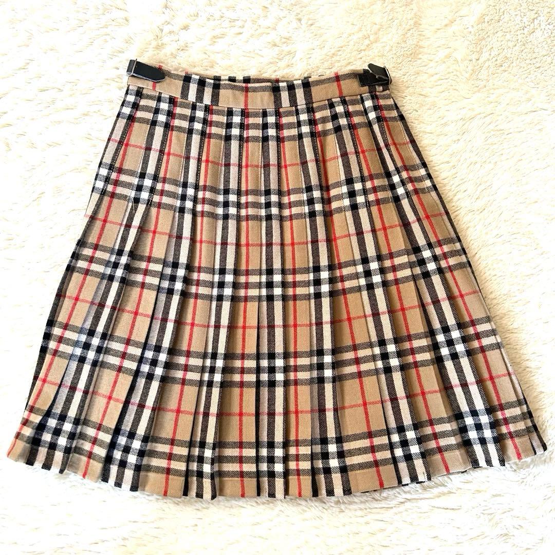 BURBERRY ラップスカート プリーツ ノバチェック ベルト ベージュ 4