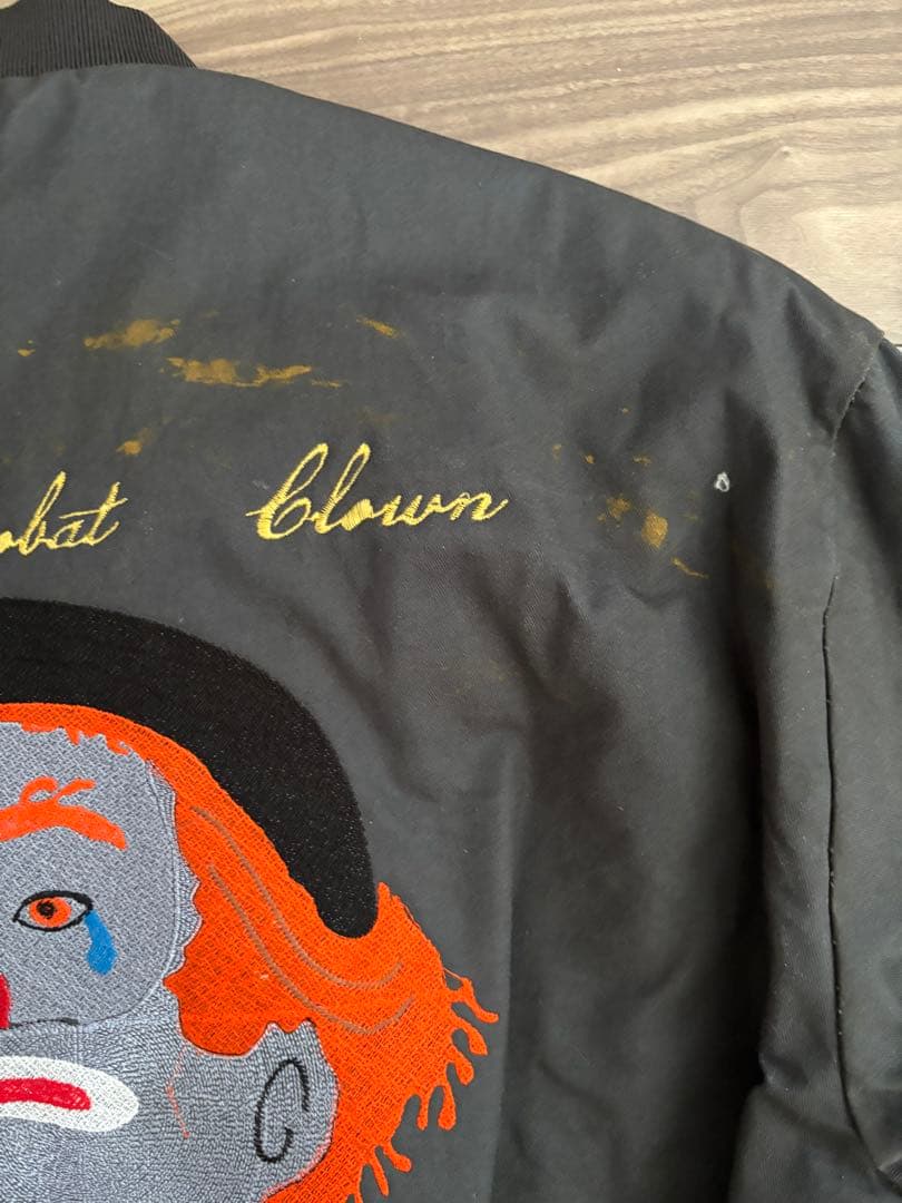 クラウン刺繍 ワークジャケットブラックLサイズピエロビンテージ