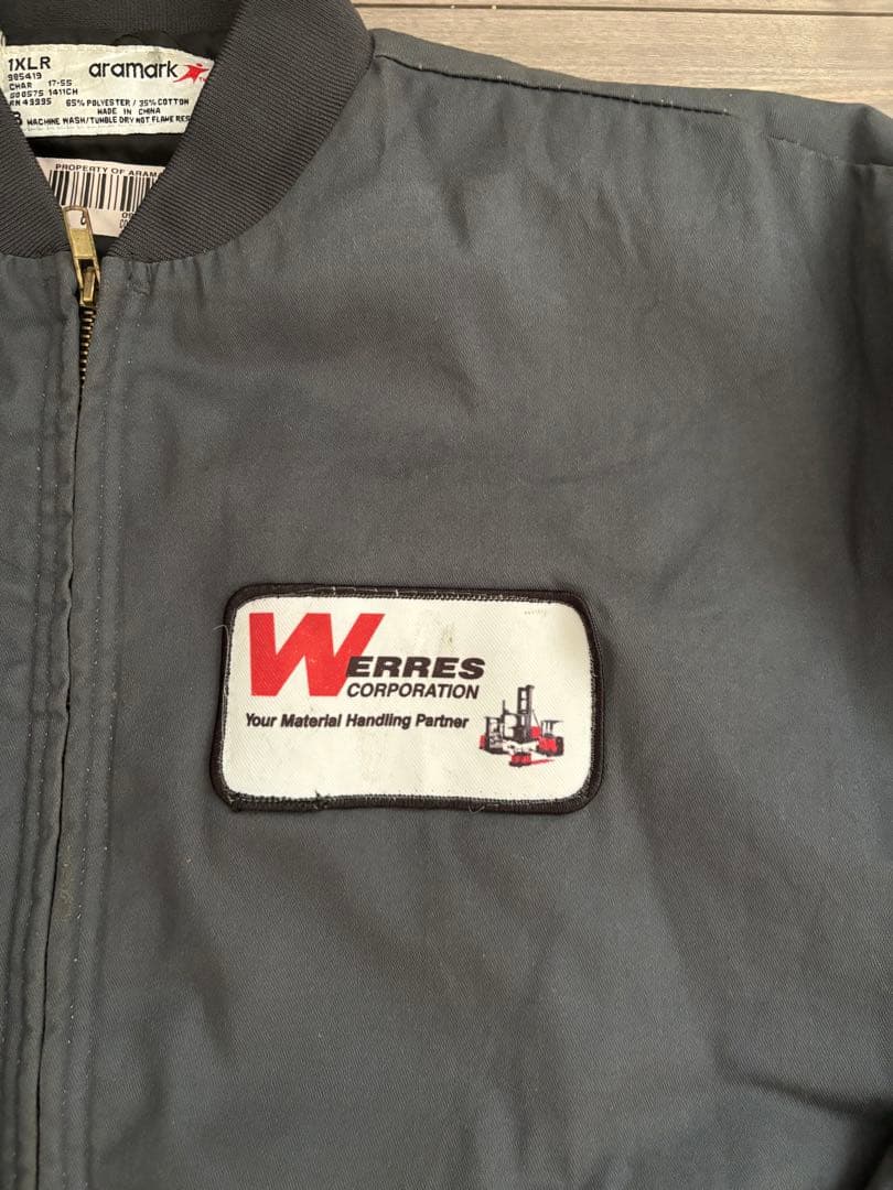 クラウン刺繍 ワークジャケットブラックLサイズピエロビンテージ