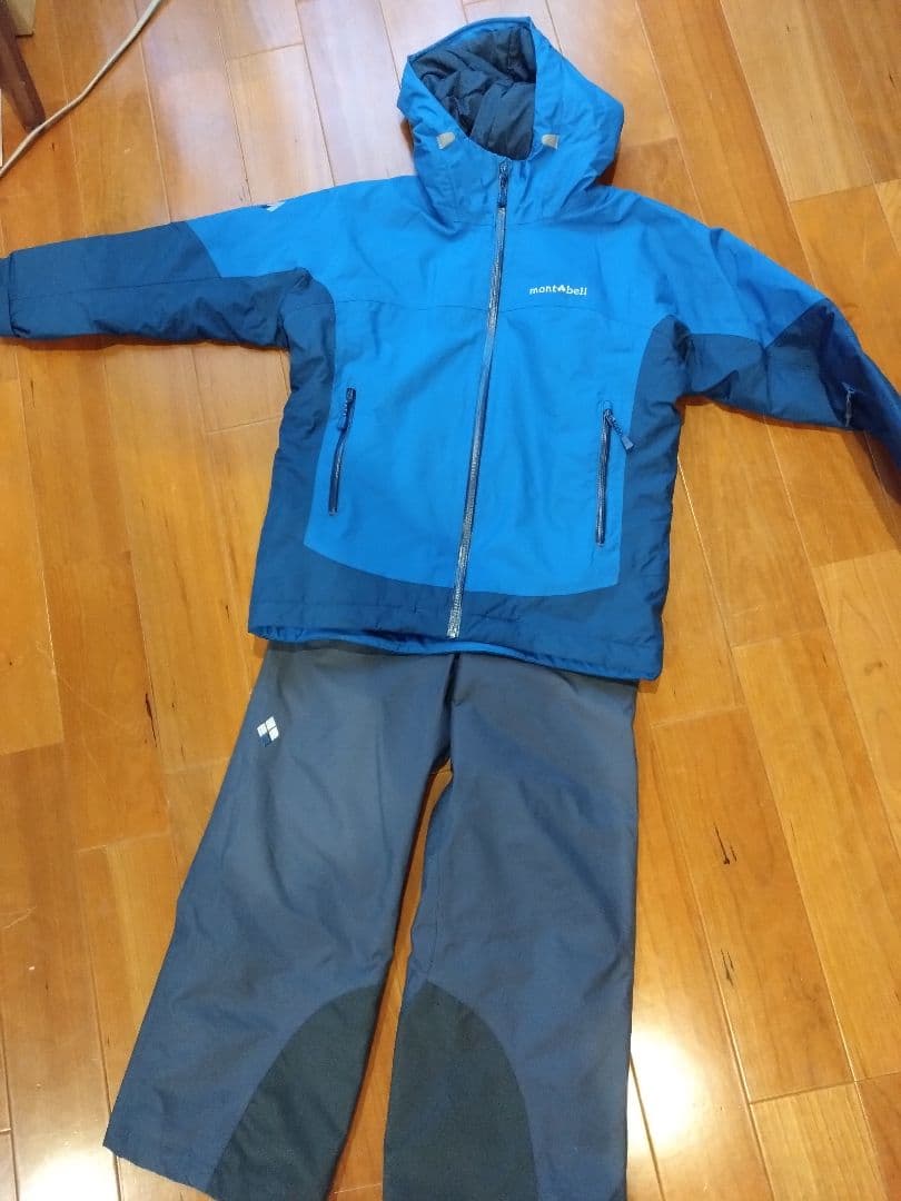 【極美品】モンベル mont-bell スキーウェア 上下130 ブルー スノボ