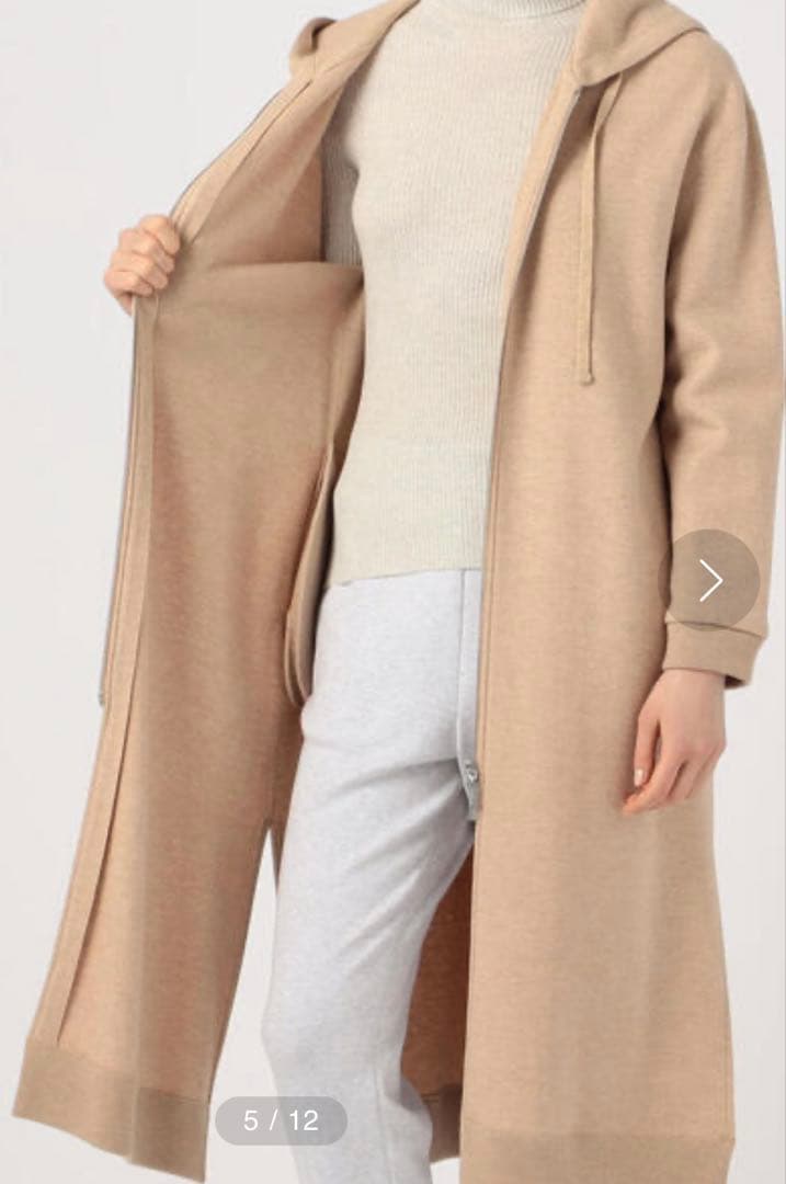 ウールナイロンミルド フーデッドジップアップコート¥55,000