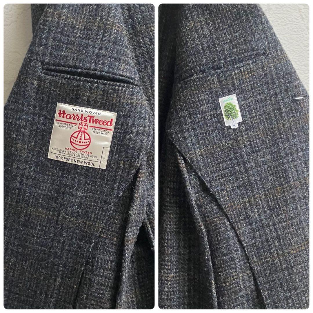 【美品】arbre ハリスツイード テーラード ジャケット 胡桃ボタン 日本製