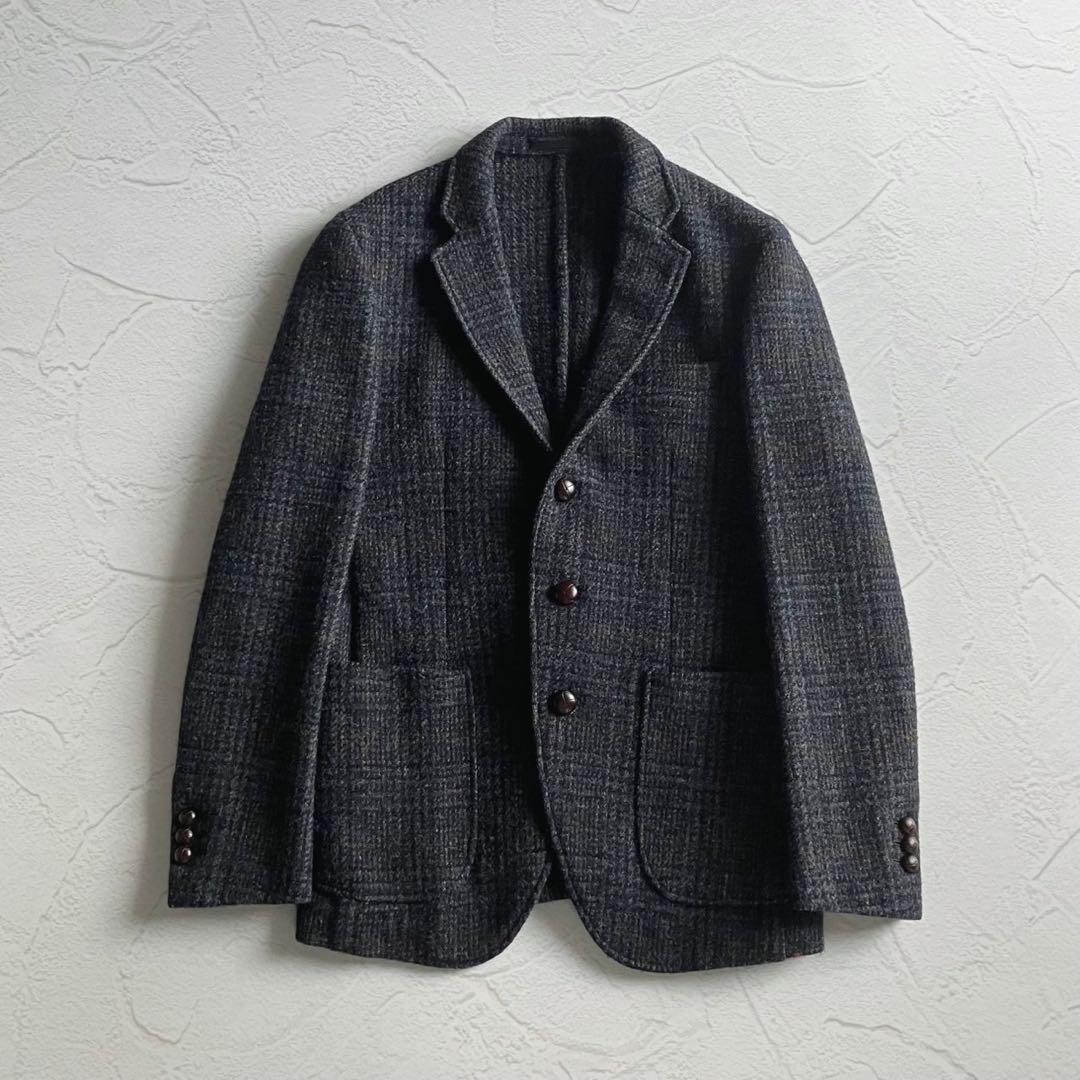 【美品】arbre ハリスツイード テーラード ジャケット 胡桃ボタン 日本製