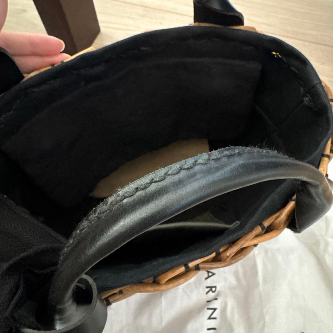 美品　エバゴス　かご　籐とレザーのかごバッグ