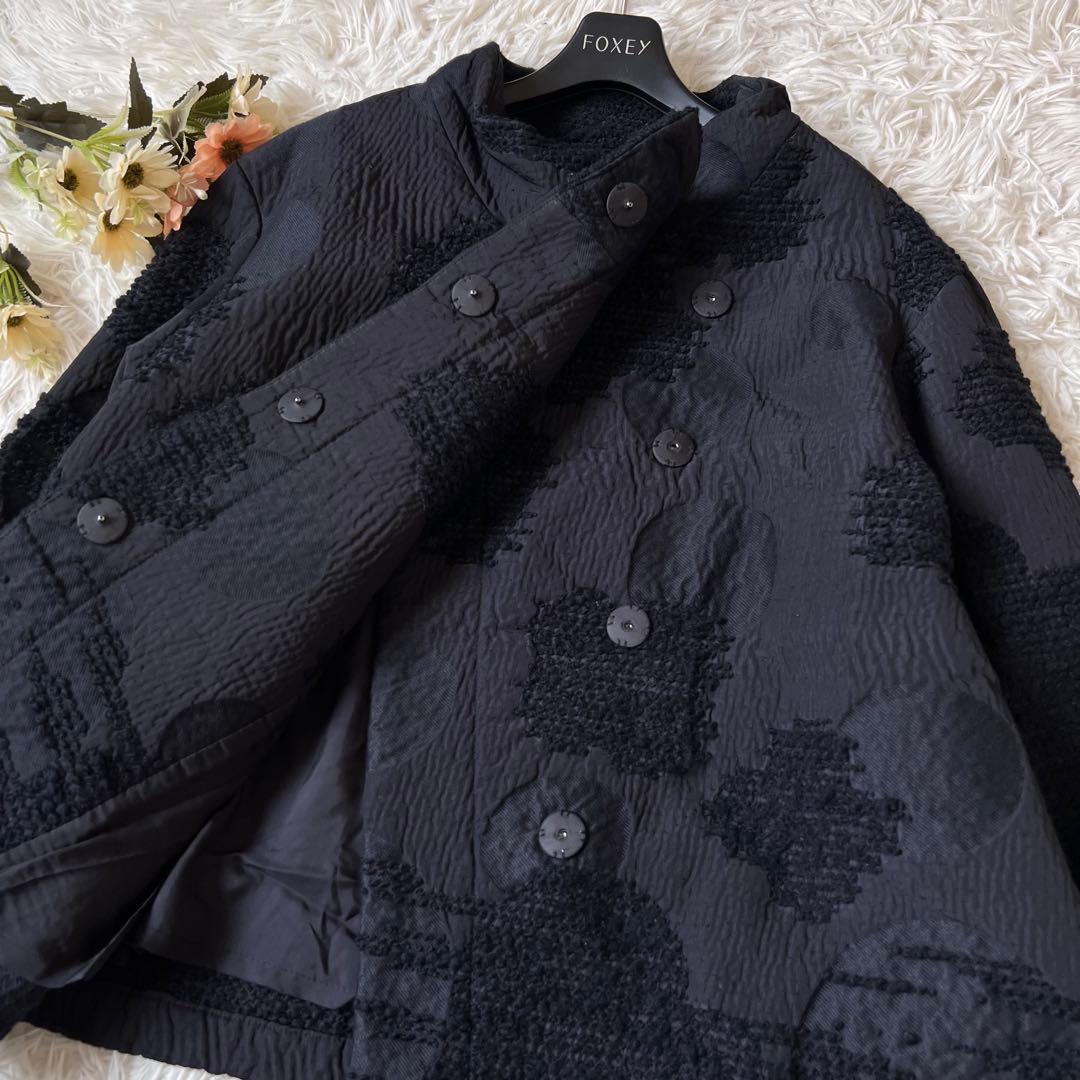 慈雨 ジウ ドット ジャガード スタンドカラー ジャケット コート