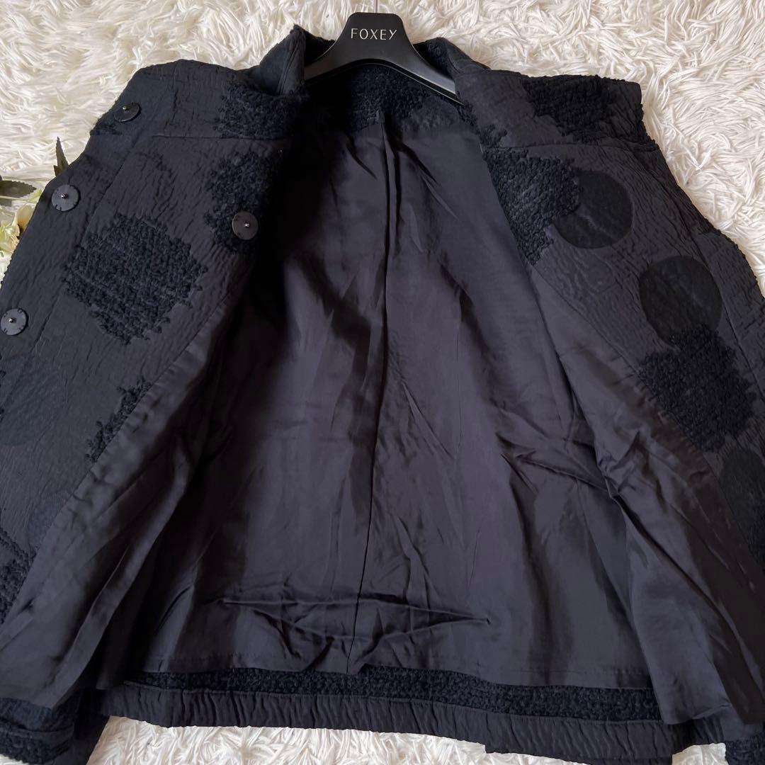 慈雨 ジウ ドット ジャガード スタンドカラー ジャケット コート