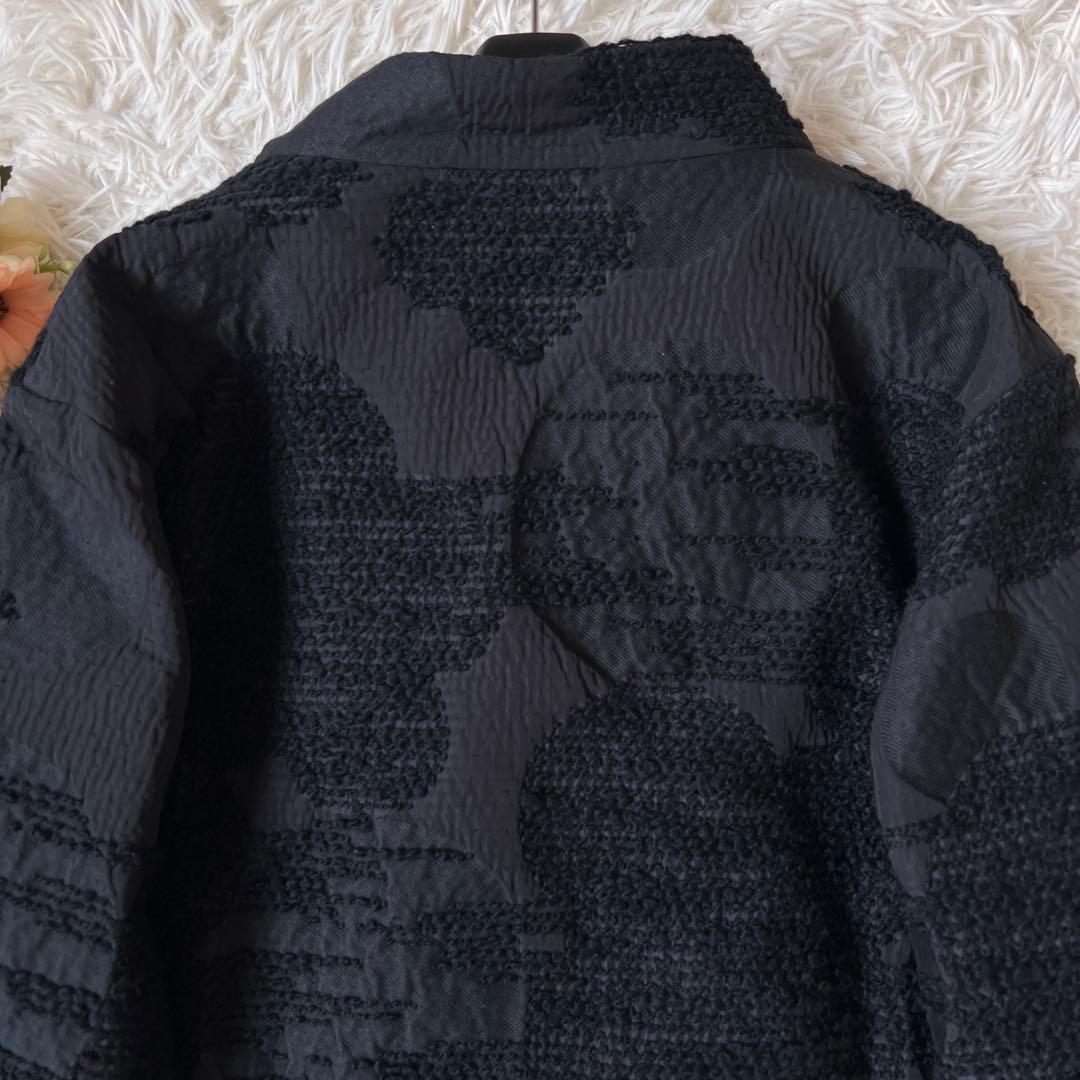 慈雨 ジウ ドット ジャガード スタンドカラー ジャケット コート