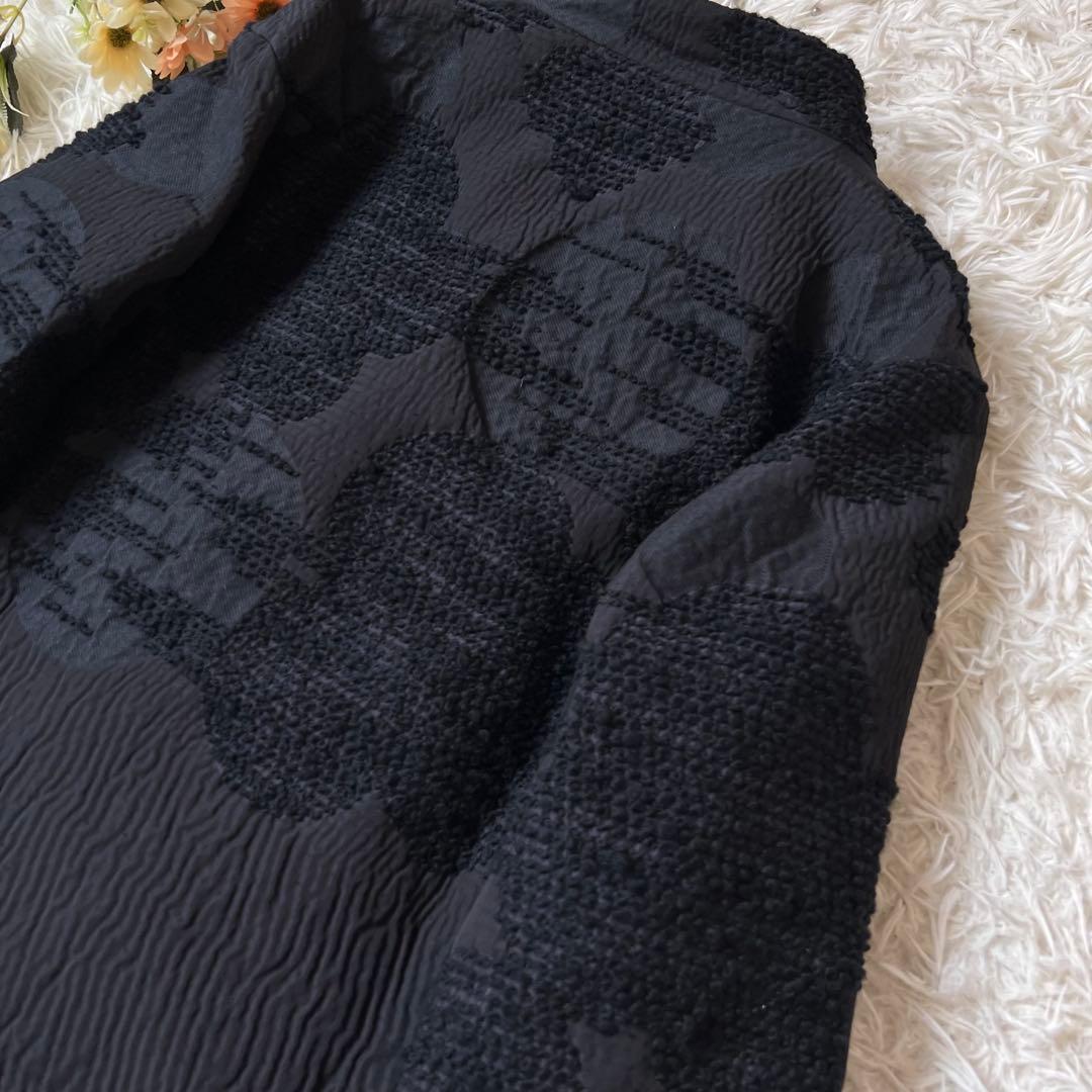 慈雨 ジウ ドット ジャガード スタンドカラー ジャケット コート