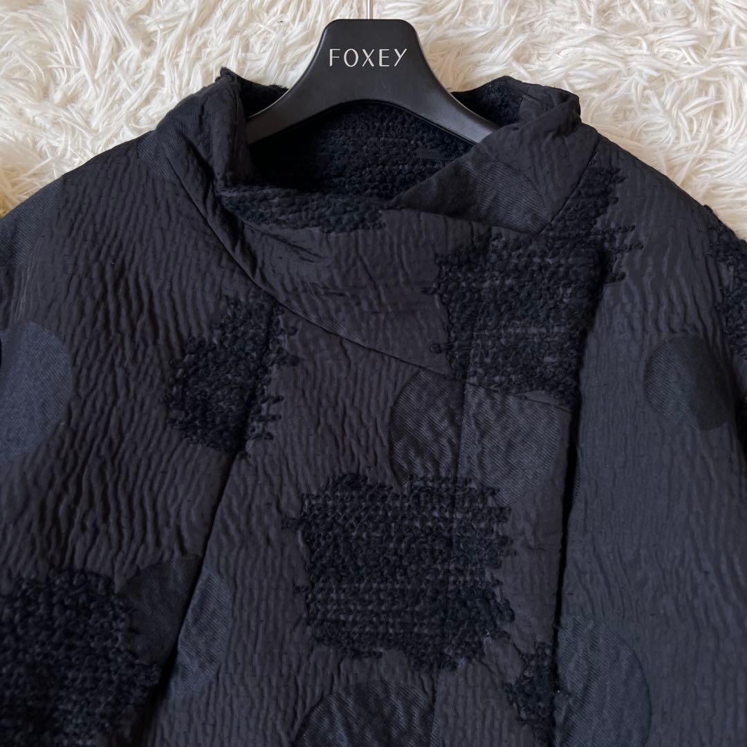 慈雨 ジウ ドット ジャガード スタンドカラー ジャケット コート