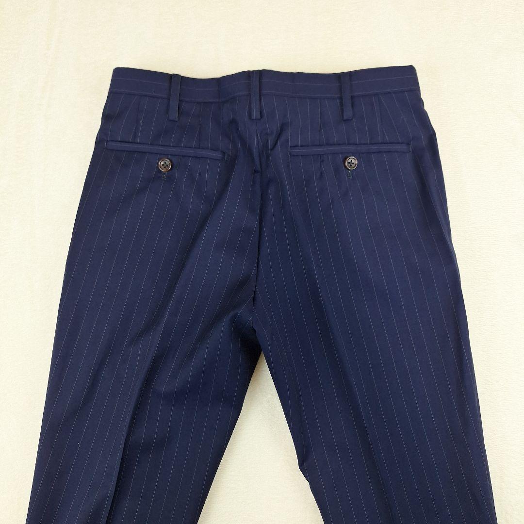 美品✨タケオキクチ　ビジネススーツセットアップ　ネイビーストライプ　S