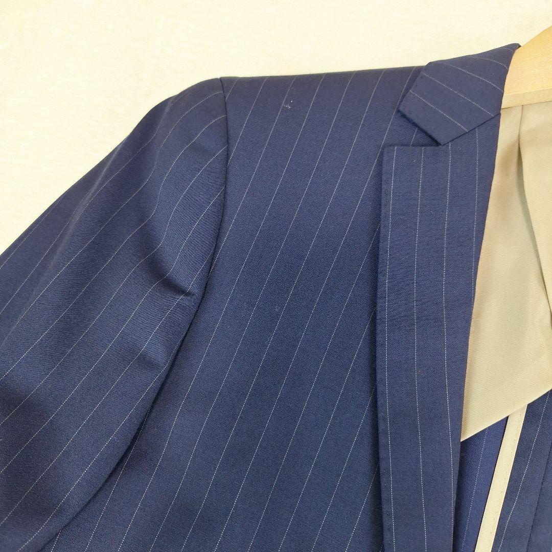 美品✨タケオキクチ　ビジネススーツセットアップ　ネイビーストライプ　S