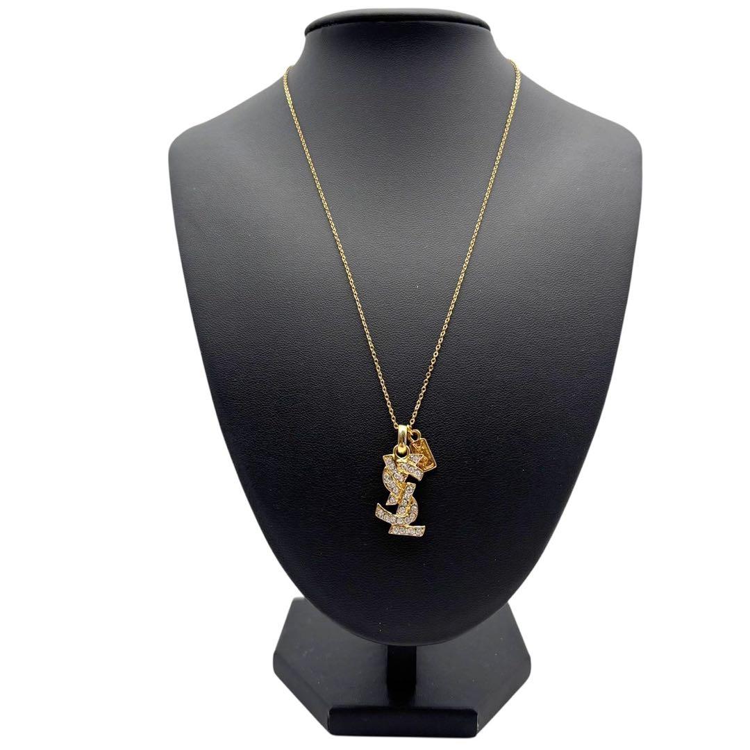 美品◎ イヴサンローラン YSL ビジュー ストーン ネックレス ペンダント