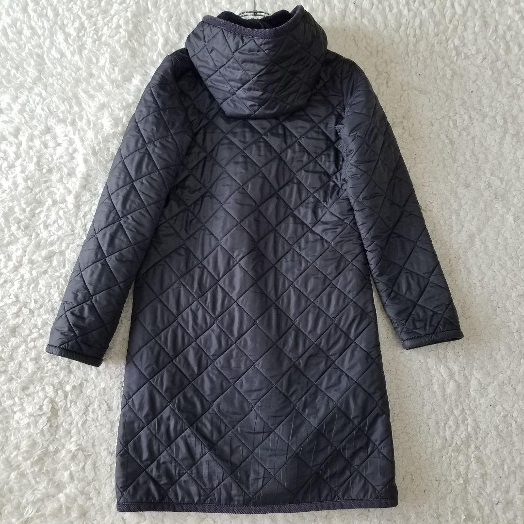 美品✨ラベンハム キルティング ロングコート 裏ボア フード ネイビー S