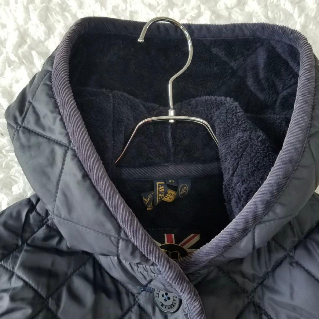 美品✨ラベンハム キルティング ロングコート 裏ボア フード ネイビー S