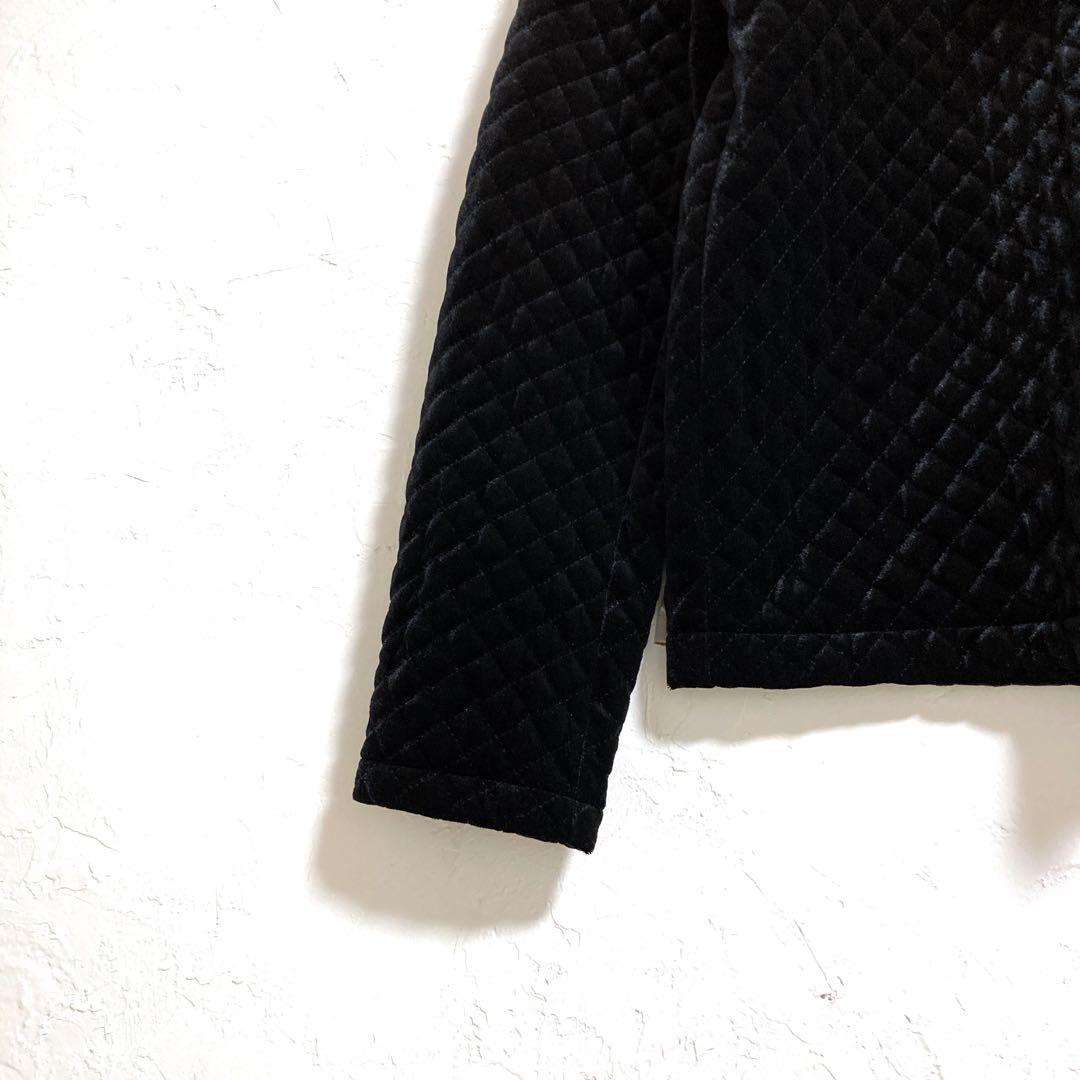 INGEBORG リボン ブラックベルベット　ノーカラー ベロア