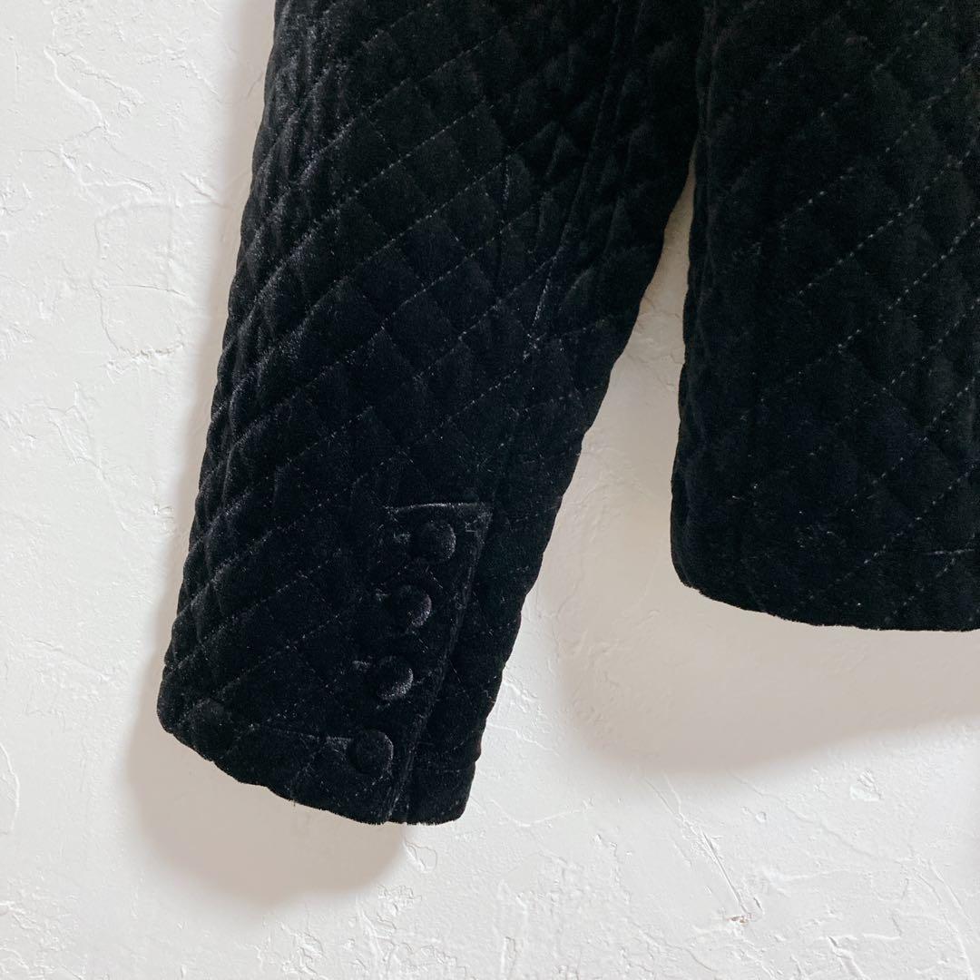 INGEBORG リボン ブラックベルベット　ノーカラー ベロア