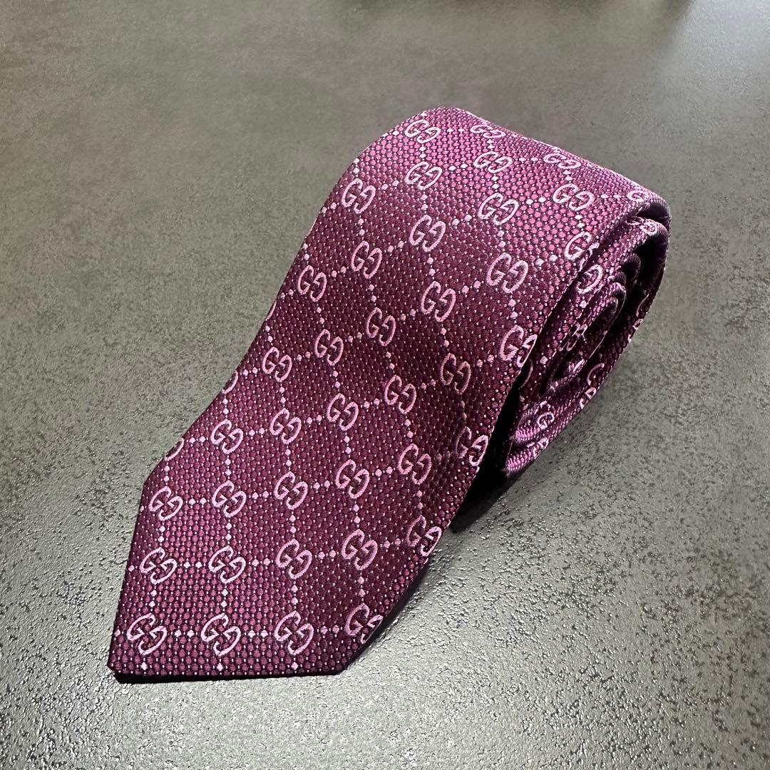 【極美品】GUCCHI ネクタイ パープル 408865