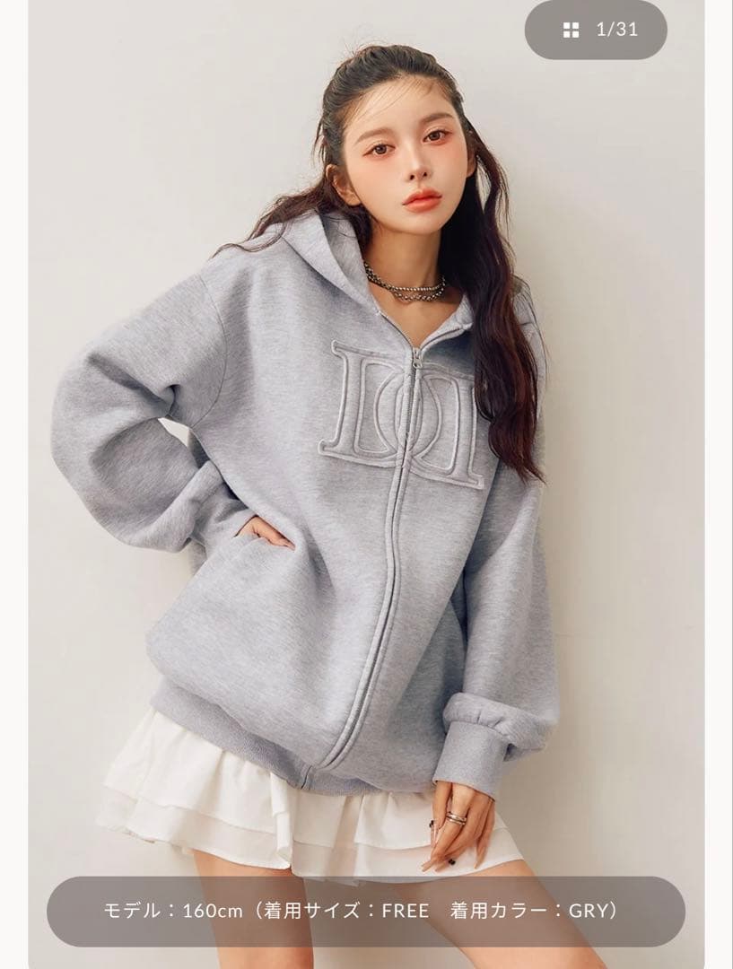 試着のみ美品✨Darich ダーリッチ　アップリケDDロゴパーカー　グレー