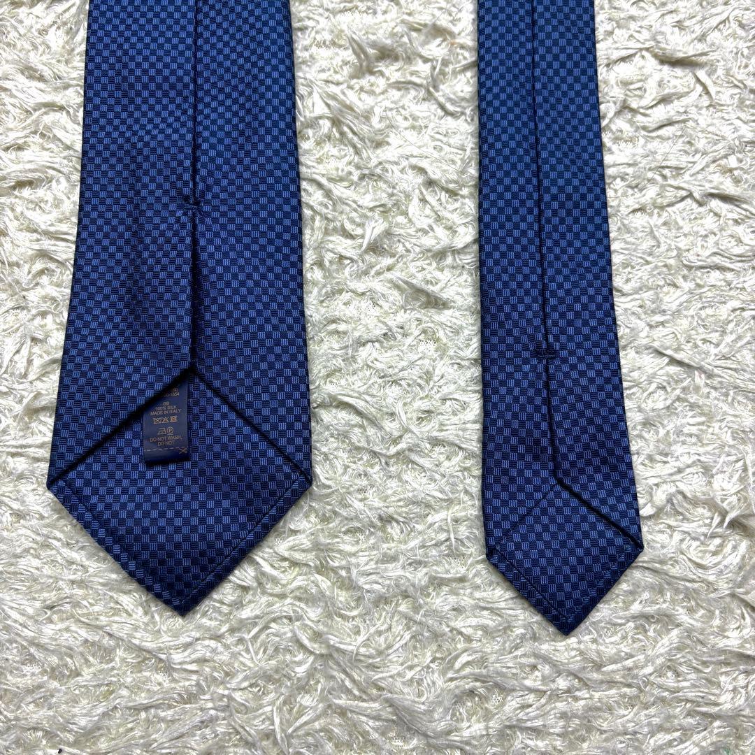 【極美品✨現行】ルイヴィトン シルクネクタイ マイクロダミエ LVロゴ マリーヌ