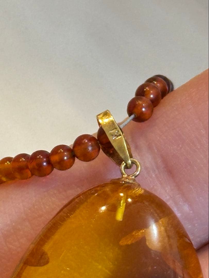 【K18】琥珀 ネックレス②