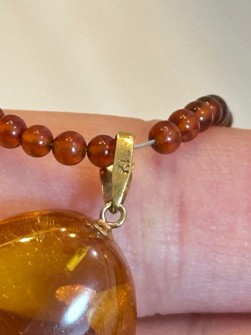 【K18】琥珀 ネックレス②